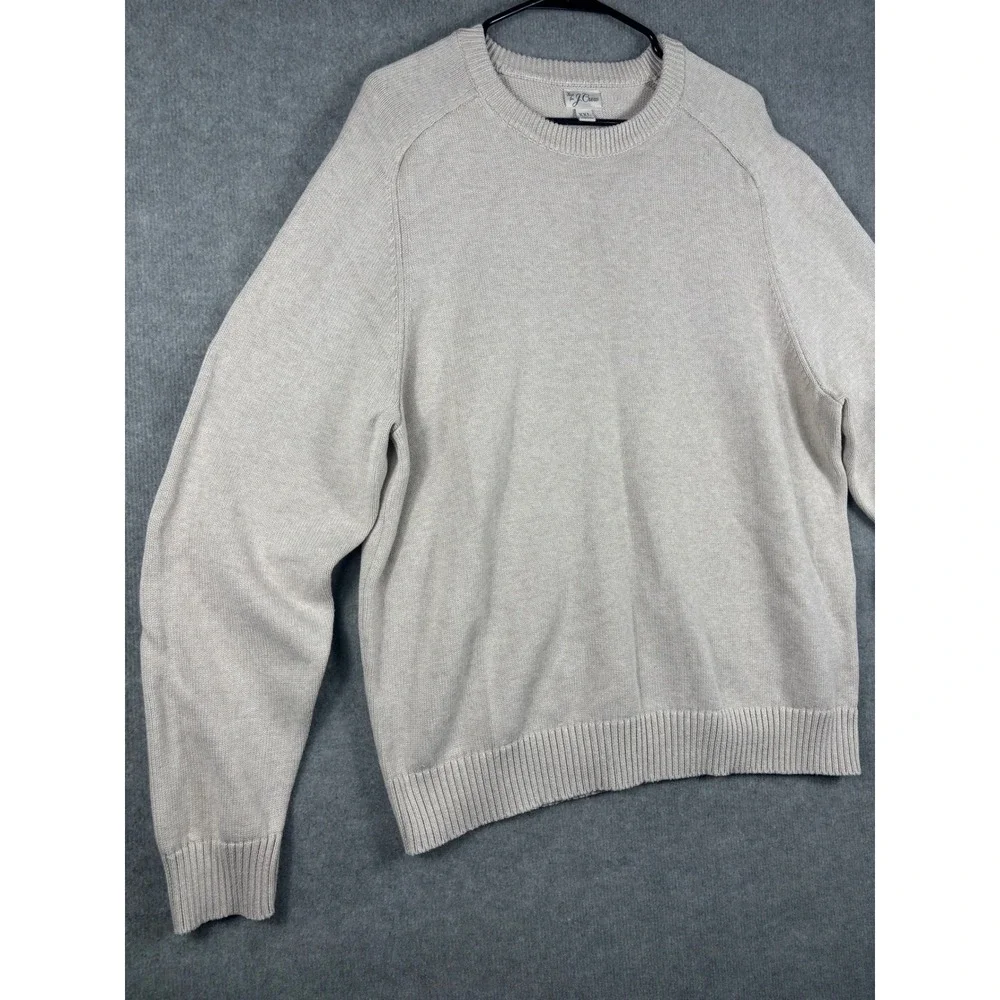 J. Crew Mens XXL Beige‎ Cotton Crewneck Knit Sweater BI841 HO23 Tan Long Sleeve